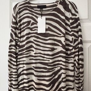 Zara Zebra Print Top in Brown and Cream